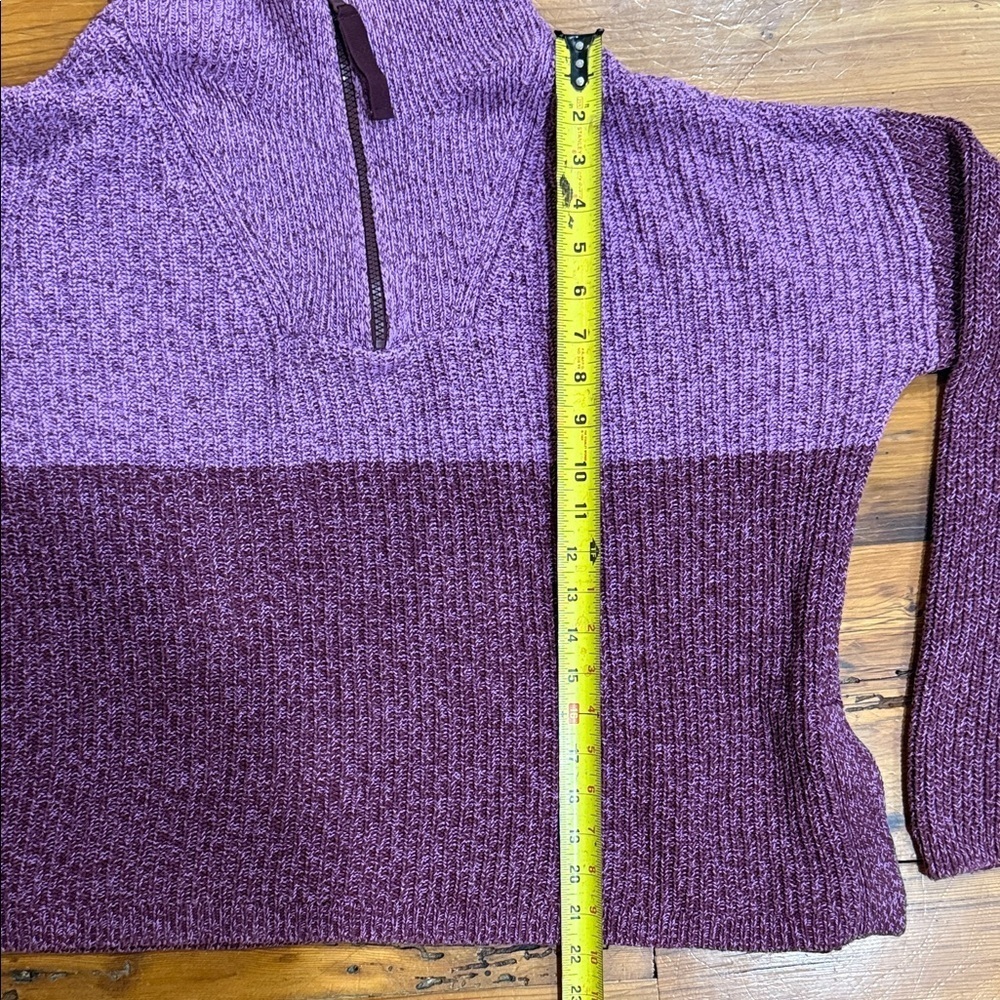 T by Talbots Purple Two-Tone Turtleneck quarter zip Knit Sweater Size Medium - Picture 5 of 7